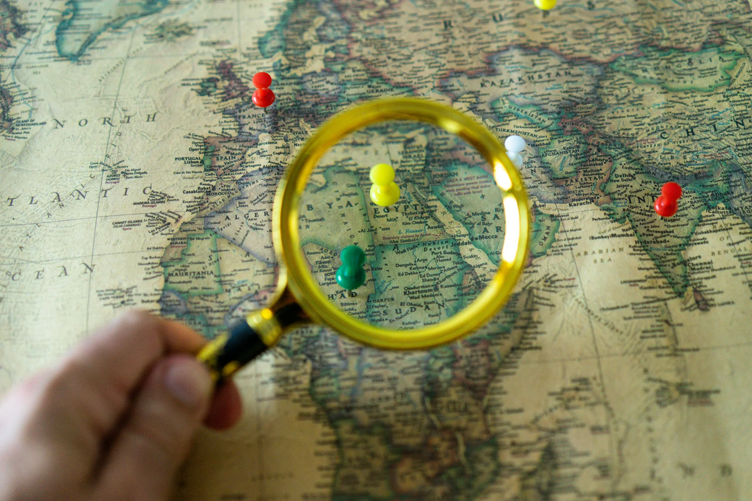 Backpacker with world map